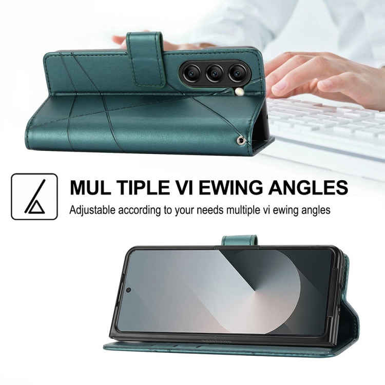 For Samsung Galaxy Z Fold6 PU Genuine Leather Texture Embossed Line Phone Case