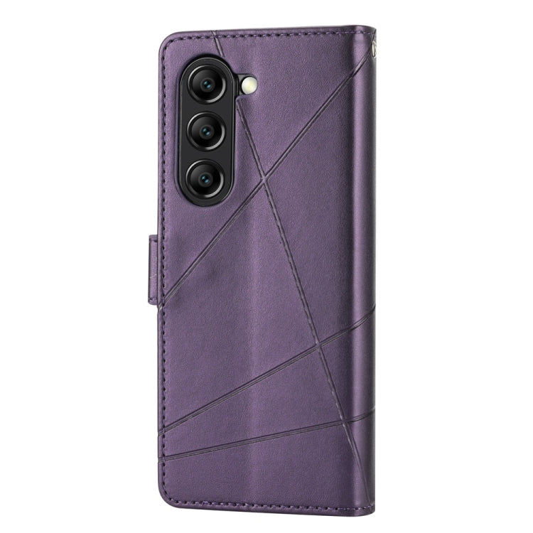 For Samsung Galaxy Z Fold6 PU Genuine Leather Texture Embossed Line Phone Case