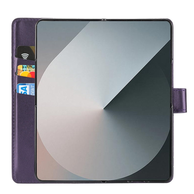 For Samsung Galaxy Z Fold6 PU Genuine Leather Texture Embossed Line Phone Case