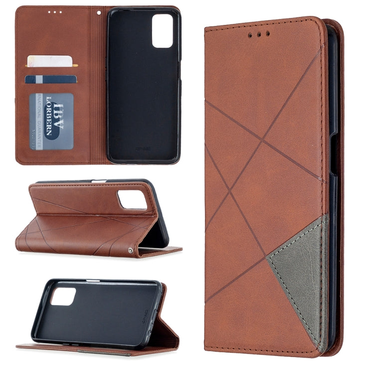 For Oppo A72 / A52 / A92 Rhombus Texture Horizontal Flip Magnetic Leather Case with Holder & Card Slots