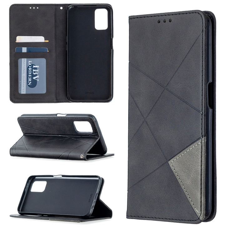 For Oppo A72 / A52 / A92 Rhombus Texture Horizontal Flip Magnetic Leather Case with Holder & Card Slots