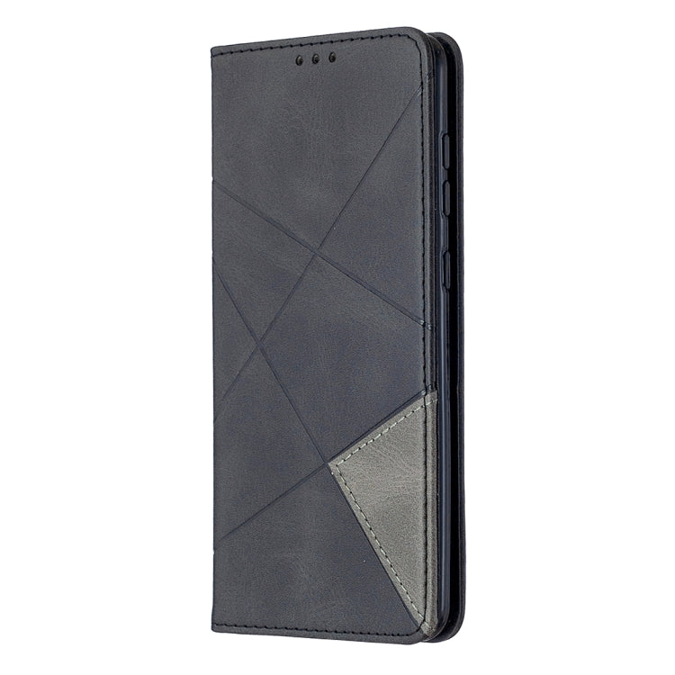 For Samsung Galaxy A21s Rhombus Texture Horizontal Flip Magnetic Leather Case with Holder & Card Slots