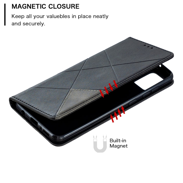 For Samsung Galaxy A21s Rhombus Texture Horizontal Flip Magnetic Leather Case with Holder & Card Slots