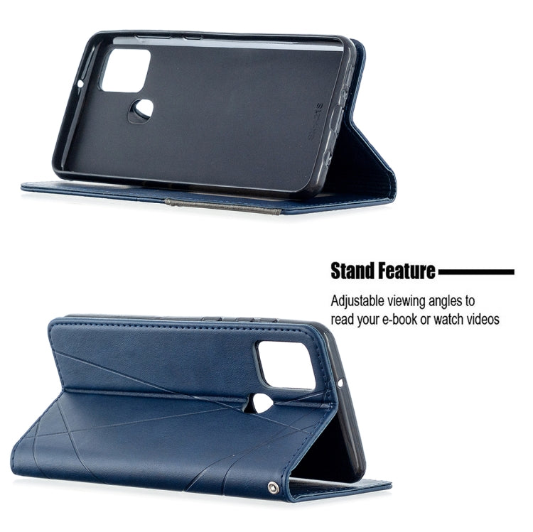For Samsung Galaxy A21s Rhombus Texture Horizontal Flip Magnetic Leather Case with Holder & Card Slots