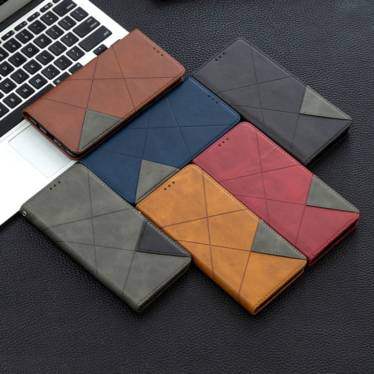 For Samsung Galaxy A21s Rhombus Texture Horizontal Flip Magnetic Leather Case with Holder & Card Slots