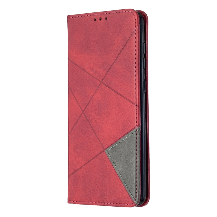 For Samsung Galaxy A21s Rhombus Texture Horizontal Flip Magnetic Leather Case with Holder & Card Slots