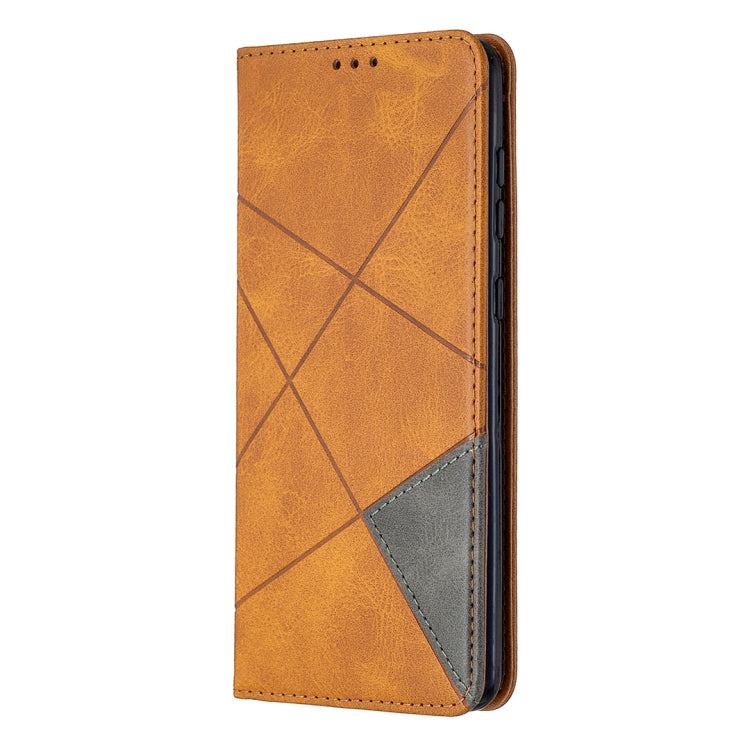For Samsung Galaxy A21s Rhombus Texture Horizontal Flip Magnetic Leather Case with Holder & Card Slots