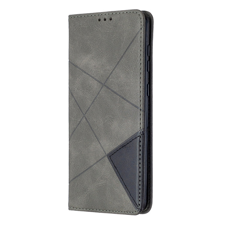 For Samsung Galaxy A21s Rhombus Texture Horizontal Flip Magnetic Leather Case with Holder & Card Slots