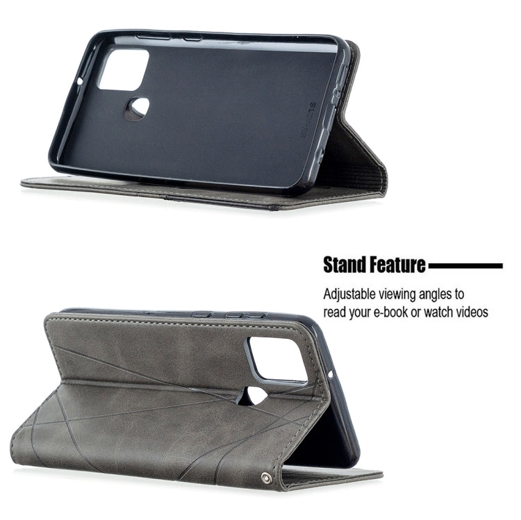 For Samsung Galaxy A21s Rhombus Texture Horizontal Flip Magnetic Leather Case with Holder & Card Slots