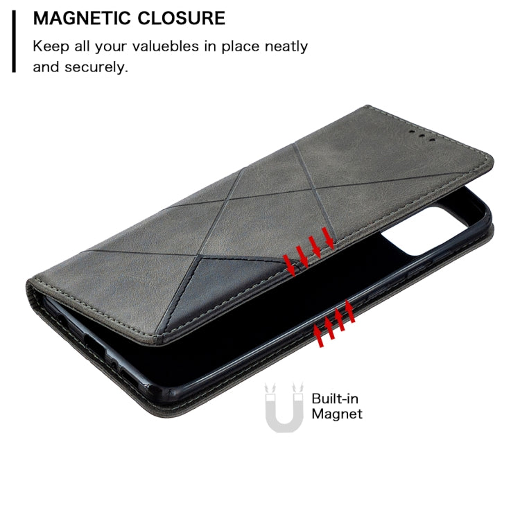 For Samsung Galaxy A21s Rhombus Texture Horizontal Flip Magnetic Leather Case with Holder & Card Slots