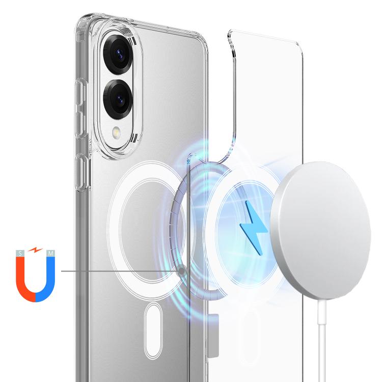 For Samsung Galaxy S25 Edge 5G MagSafe Magnetic Acrylic TPU Phone Case - Transparent