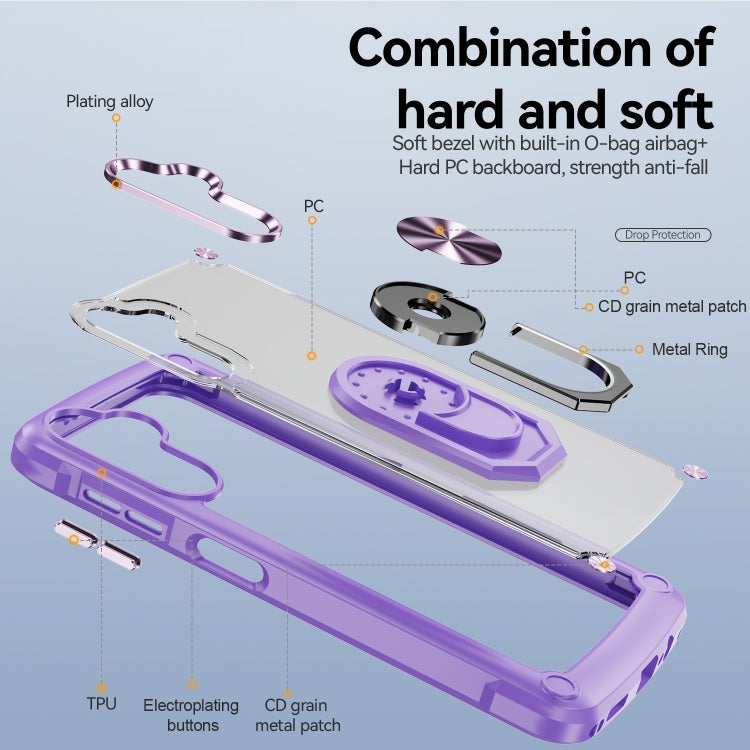 For Samsung Galaxy A55 5G TPU + PC Lens Protection Phone Case with Ring Holder