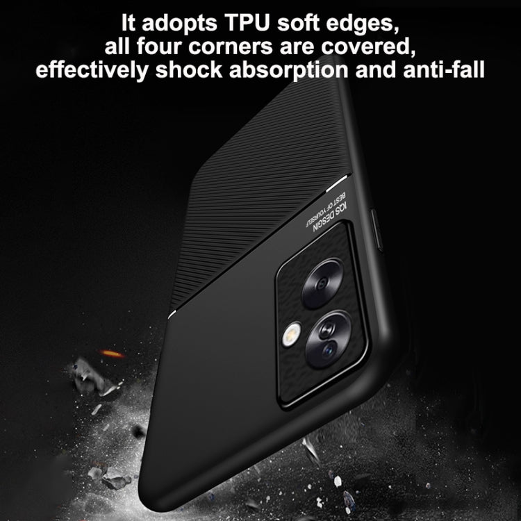 For OPPO A2 Classic Tilt Strip Grain Magnetic PC Hybrid TPU Phone Case