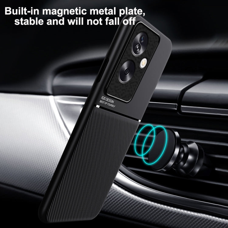 For OPPO A2 Classic Tilt Strip Grain Magnetic PC Hybrid TPU Phone Case