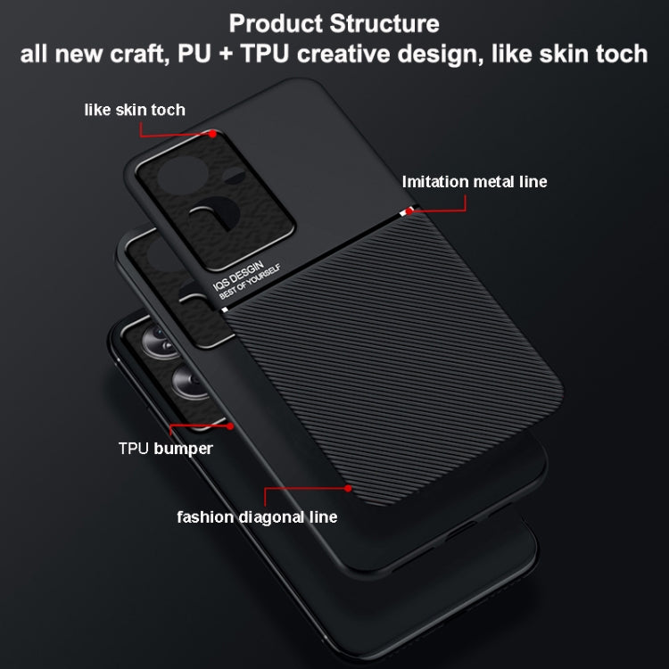 For OPPO A2 Classic Tilt Strip Grain Magnetic PC Hybrid TPU Phone Case