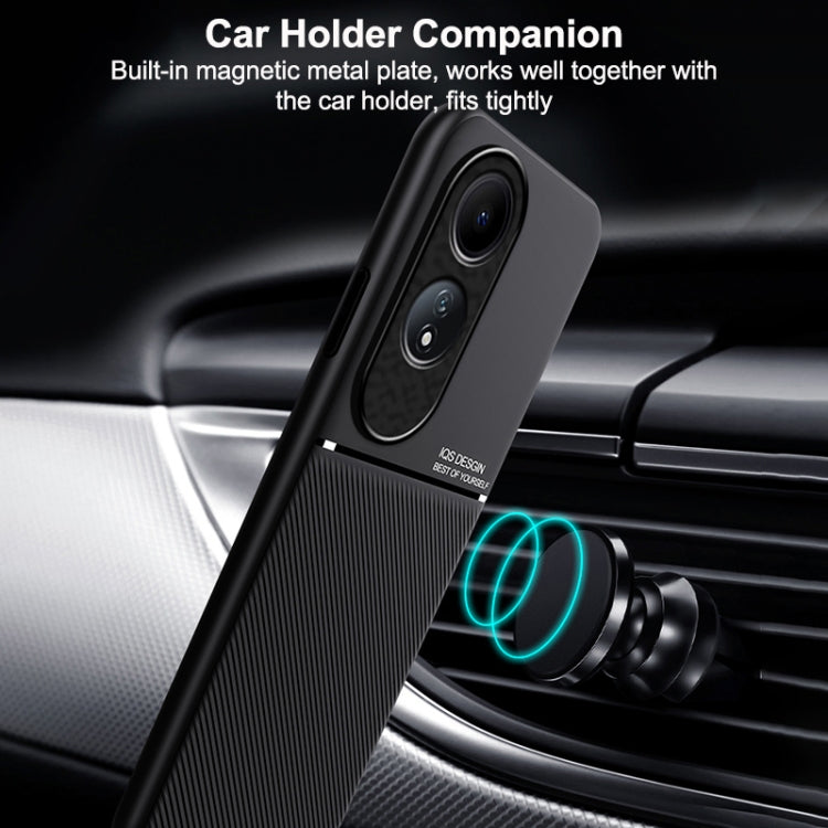 For OPPO A60 Classic Tilt Strip Grain Magnetic PC Hybrid TPU Phone Case