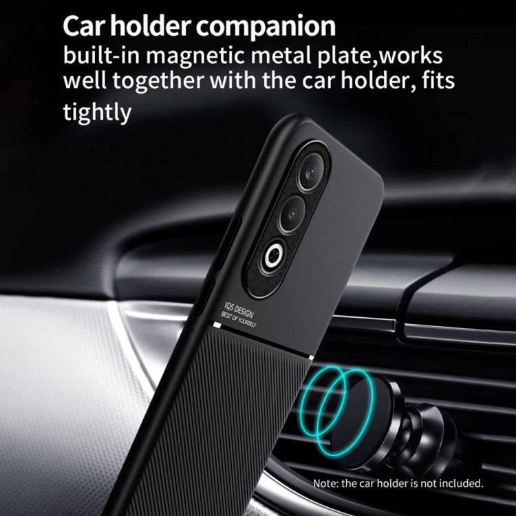 For OPPO K12 Classic Tilt Strip Grain Magnetic PC Hybrid TPU Phone Case