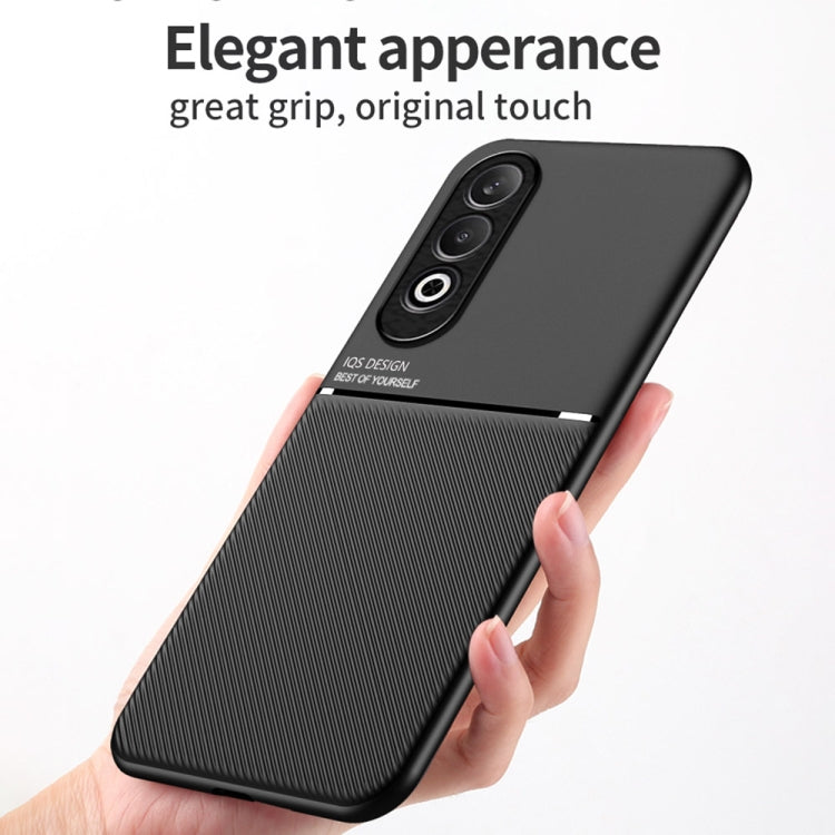 For OPPO K12 Classic Tilt Strip Grain Magnetic PC Hybrid TPU Phone Case