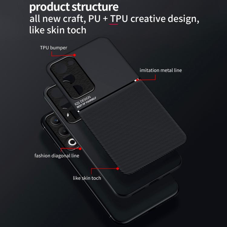 For OPPO A5 5G Global Classic Tilt Strip Grain Magnetic PC Hybrid TPU Phone Case