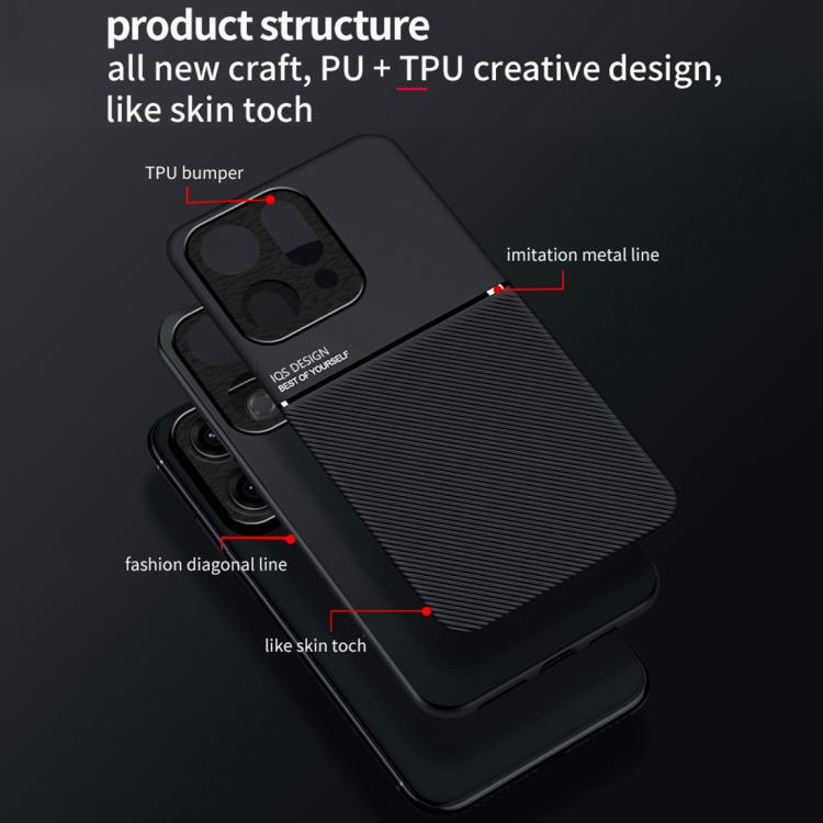 For OPPO  Reno14 Global Classic Tilt Strip Grain Magnetic PC Hybrid TPU Phone Case