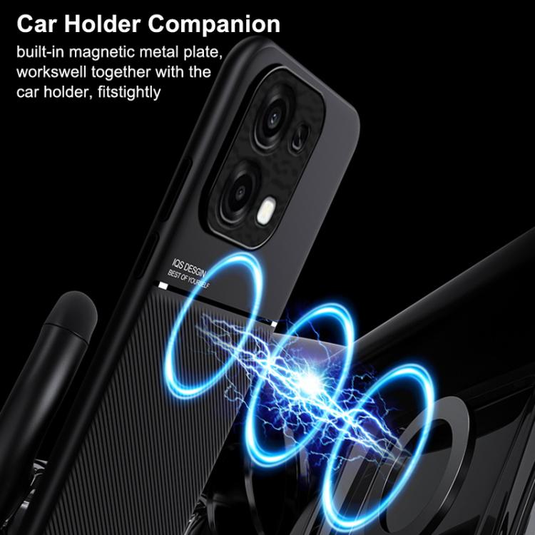 For OPPO A6 5G / A6 Pro 4G / 5G Global Classic Tilt Strip Grain Magnetic PC Hybrid TPU Phone Case