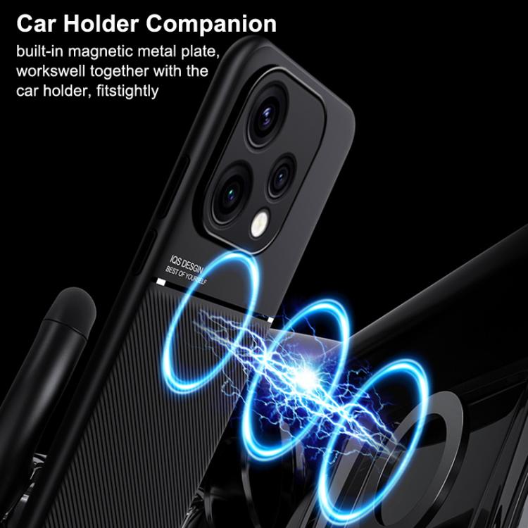 For OPPO Reno 15c 5G Classic Tilt Strip Grain Magnetic PC Hybrid TPU Phone Case
