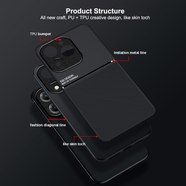 For Realme C63 4G Classic Tilt Strip Grain Magnetic PC Hybrid TPU Phone Case