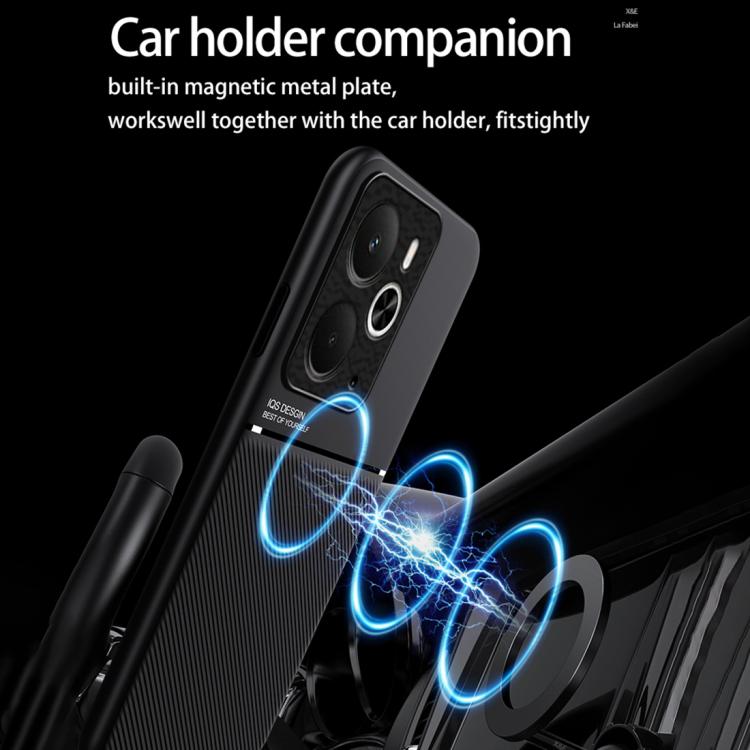 For Realme 14 Classic Tilt Strip Grain Magnetic PC Hybrid TPU Phone Case