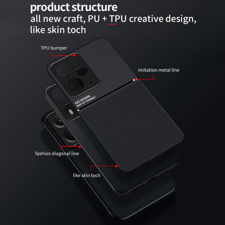 For Realme 14 Classic Tilt Strip Grain Magnetic PC Hybrid TPU Phone Case