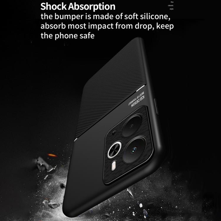 For Realme 14 Classic Tilt Strip Grain Magnetic PC Hybrid TPU Phone Case