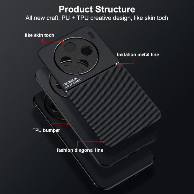For vivo X100s Classic Tilt Strip Grain Magnetic PC Hybrid TPU Phone Case