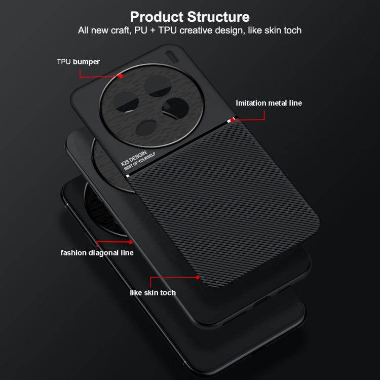 For vivo X100 Ultra Classic Tilt Strip Grain Magnetic PC Hybrid TPU Phone Case