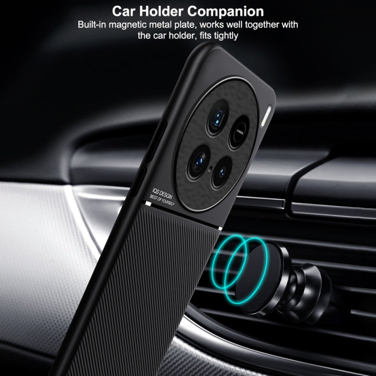 For vivo X100 Ultra Classic Tilt Strip Grain Magnetic PC Hybrid TPU Phone Case