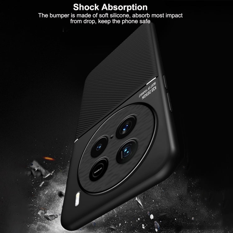 For vivo X100 Ultra Classic Tilt Strip Grain Magnetic PC Hybrid TPU Phone Case