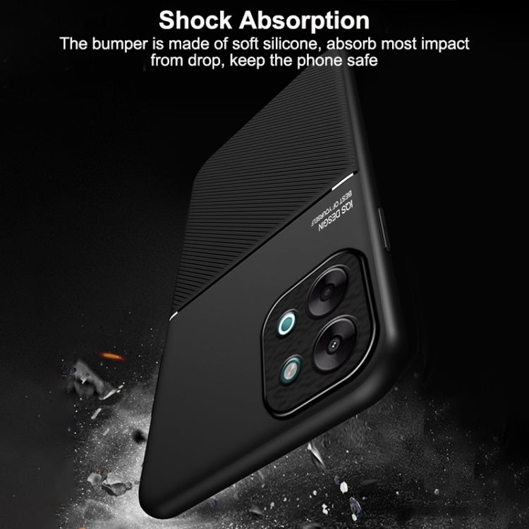 For vivo Y28 4G Classic Tilt Strip Grain Magnetic PC Hybrid TPU Phone Case
