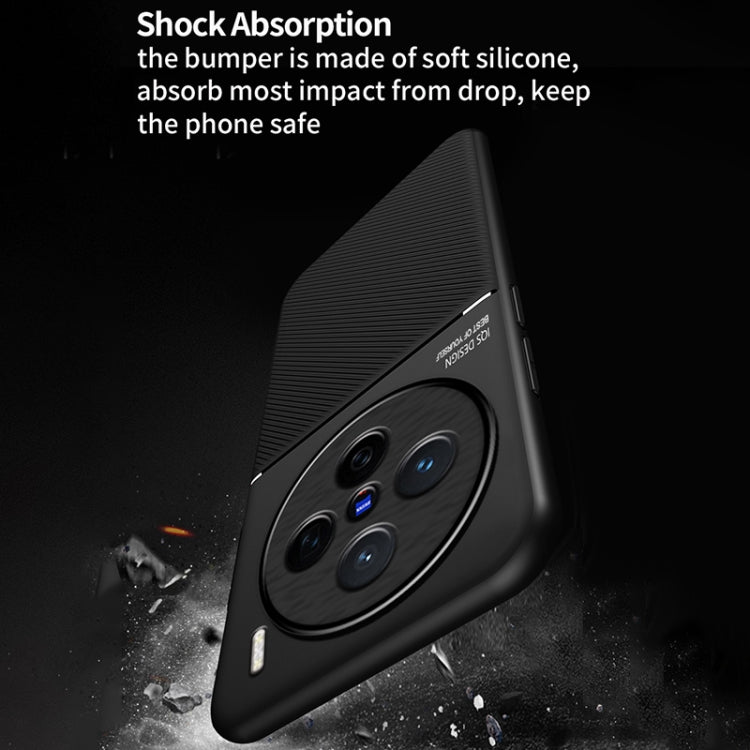 For vivo X200 Classic Tilt Strip Grain Magnetic PC Hybrid TPU Phone Case