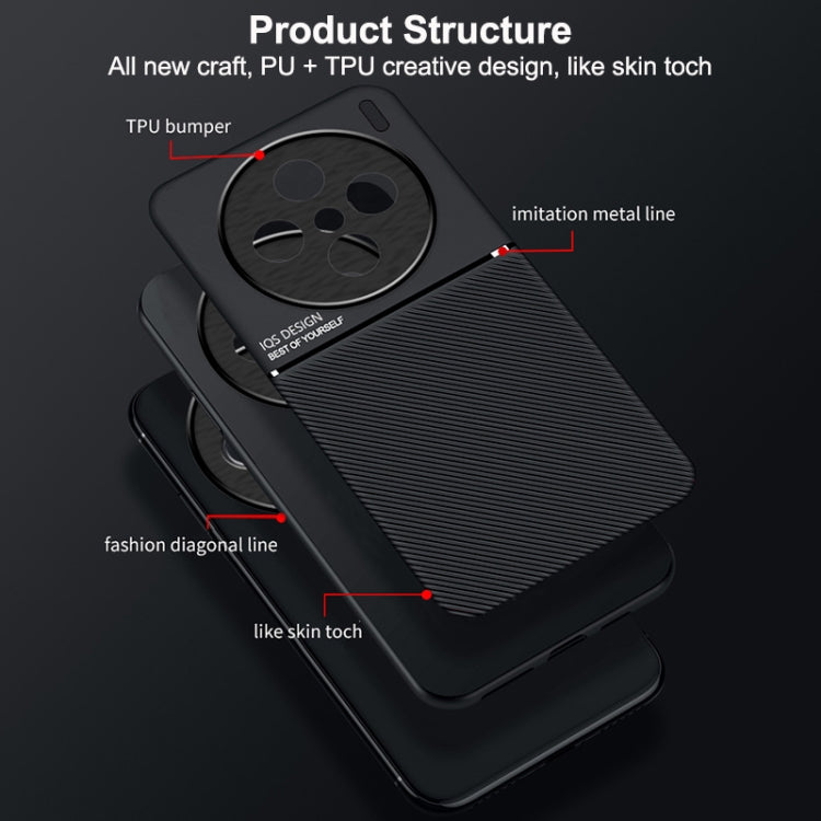 For vivo X200 Classic Tilt Strip Grain Magnetic PC Hybrid TPU Phone Case