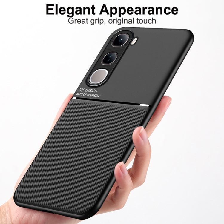 For vivo V40 Lite Classic Tilt Strip Grain Magnetic PC Hybrid TPU Phone Case
