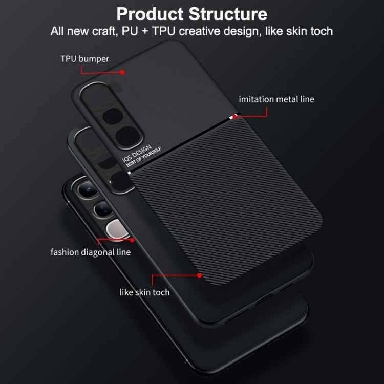 For vivo V40 Lite Classic Tilt Strip Grain Magnetic PC Hybrid TPU Phone Case