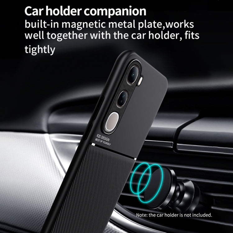 For vivo V40 Lite Classic Tilt Strip Grain Magnetic PC Hybrid TPU Phone Case