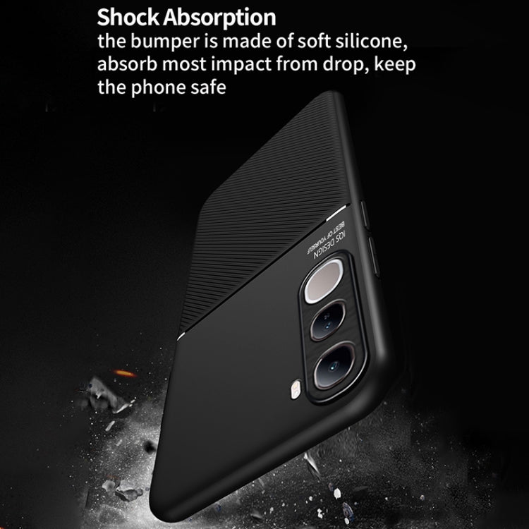 For vivo V40 Lite Classic Tilt Strip Grain Magnetic PC Hybrid TPU Phone Case