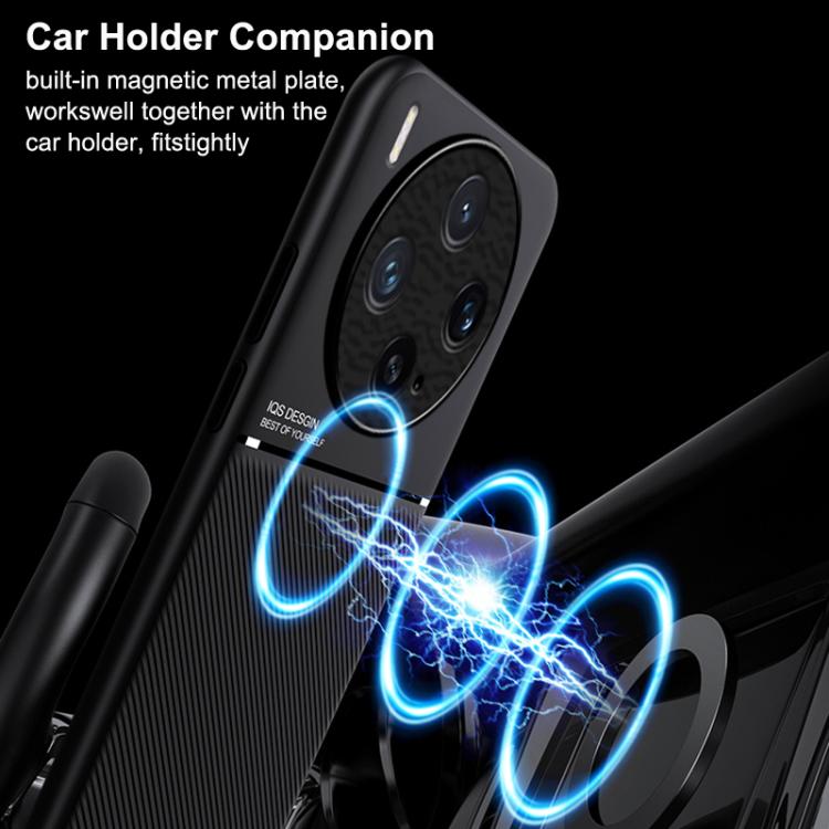 For vivo X300 Classic Tilt Strip Grain Magnetic PC Hybrid TPU Phone Case