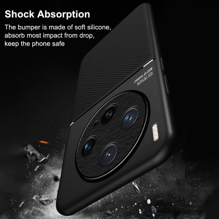 For vivo X300 Classic Tilt Strip Grain Magnetic PC Hybrid TPU Phone Case