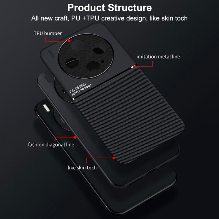 For vivo X300 Classic Tilt Strip Grain Magnetic PC Hybrid TPU Phone Case