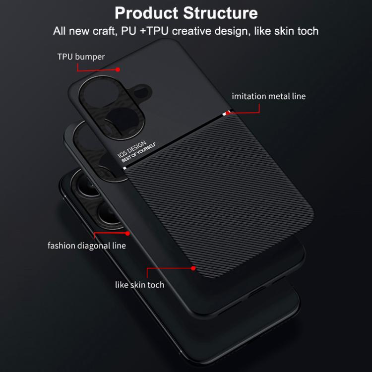 For vivo V60 Lite 5G Classic Tilt Strip Grain Magnetic PC Hybrid TPU Phone Case