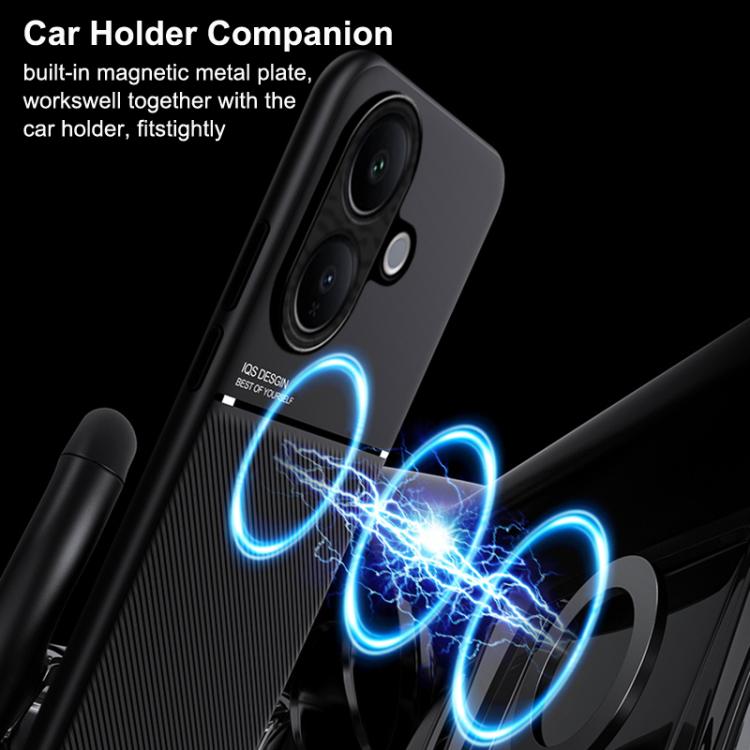 For vivo V60 Lite 5G Classic Tilt Strip Grain Magnetic PC Hybrid TPU Phone Case
