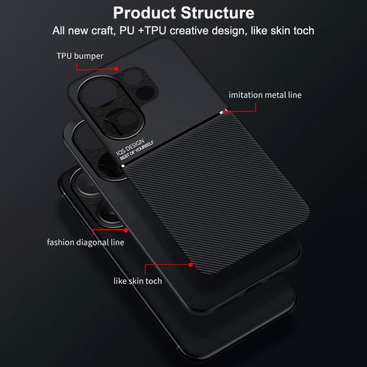 For vivo V60 5G Classic Tilt Strip Grain Magnetic PC Hybrid TPU Phone Case