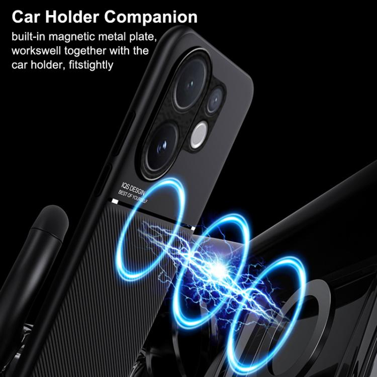 For vivo V60 5G Classic Tilt Strip Grain Magnetic PC Hybrid TPU Phone Case