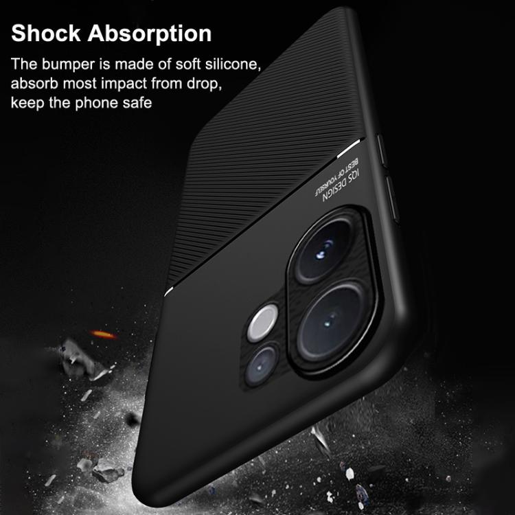 For vivo V60 5G Classic Tilt Strip Grain Magnetic PC Hybrid TPU Phone Case