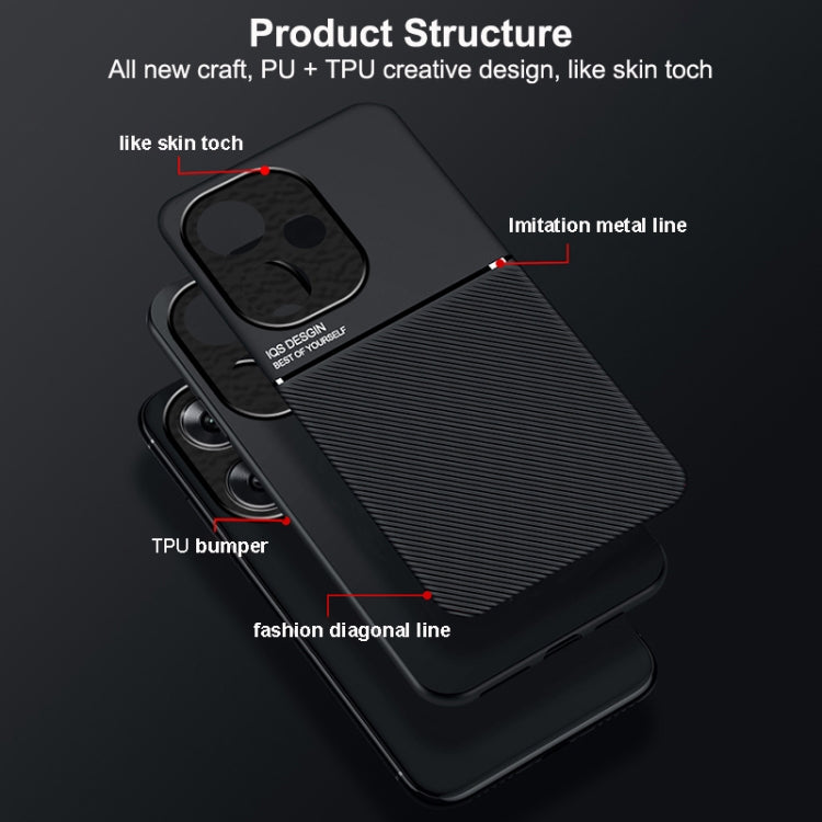 For Xiaomi Redmi Turbo 3 Classic Tilt Strip Grain Magnetic Shockproof PC + TPU Phone Case